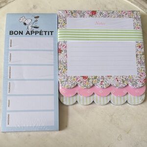 Snoopy Weekly Meal Planner and Floral Notes Stationery - New